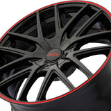1 X TOUREN TR60 20X8.5 5x115/5x120 74.1 Hub 20 Offset Black/Red Ring Wheel Rim