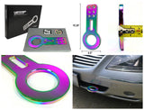 Coolstuffguru Neo Chrome Aluminum Front Tow Hook Racing Towing Set