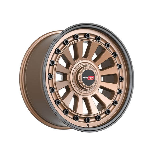 1 X Vortek VRD-702 Matte Bronze With Black Bolts & Lip 20X9.5 Blank 78.1 Hub -12 Offset Bronze, Black Wheel Rim