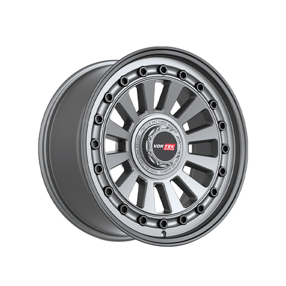 1 X Vortek VRD-702 Matte GunMetal With Black Bolts & Lip 18X9 6x135/6x139.7 106.1 Hub 12 Offset Black Wheel Rim