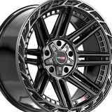 1 X Vortek VRP-501 Gloss Black 20X10 5x127/5x139.7 78.1 Hub -18 Offset Black Wheel Rim