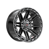 1 X Vortek VRP-501 Gloss Black Center & Diamond Cut Ring With Dark Tint 20X9 6x135/6x139.7 106.1 Hub 0 Offset Black Wheel Rim
