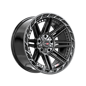 1 X Vortek VRP-501 Gloss Black Center & Diamond Cut Ring With Dark Tint 20X9 5x127/5x139.7 78.1 Hub 12 Offset Black Wheel Rim