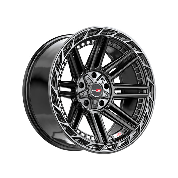 1 X Vortek VRP-501 Gloss Black Center & Diamond Cut Ring With Dark Tint 20X10 6x135/6x139.7 106.1 Hub -18 Offset Black Wheel Rim