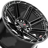 1 X Vortek VRP-501 Gloss Black Center & Diamond Cut Ring With Dark Tint 20X9 6x135/6x139.7 106.1 Hub 0 Offset Black Wheel Rim
