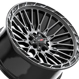 1 X Vortek VRP-502 Black Diamond Cut With Dark Tint 20X9 5x127/5x139.7 78.1 Hub 12 Offset Black Wheel Rim