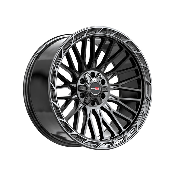 1 X Vortek VRP-502 Gloss Black Center & Diamond Cut Ring With Dark Tint 20X10 6x135/6x139.7 106.1 Hub -18 Offset Black Wheel Rim