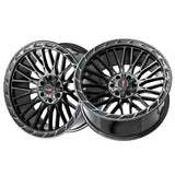 1 X Vortek VRP-502 Gloss Black Center & Diamond Cut Ring With Dark Tint 20X9 5x139.7/5x150 110.3 Hub 0 Offset Black Wheel Rim