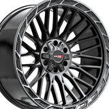 1 X Vortek VRP-502 Gloss Black Center & Diamond Cut Ring With Dark Tint 20X9 5x139.7/5x150 110.3 Hub 0 Offset Black Wheel Rim