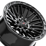 1 X Vortek VRP-502 Gloss Black Center & Diamond Cut Ring With Dark Tint 20X9 5x139.7/5x150 110.3 Hub 0 Offset Black Wheel Rim