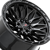 1 X Vortek VRP-503 Gloss Black 22X10 5x127/5x139.7 78.1 Hub -18 Offset Black Wheel Rim