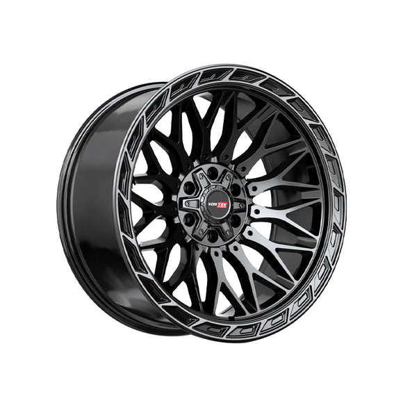 1 X Vortek VRP-503 Gloss Black Center & Diamond Cut Ring With Dark Tint 22X10 5x127/5x139.7 78.1 Hub -18 Offset Black Wheel Rim