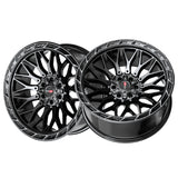 1 X Vortek VRP-503 Gloss Black Center & Diamond Cut Ring With Dark Tint 20X9 6x135/6x139.7 106.1 Hub 18 Offset Black Wheel Rim
