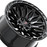 1 X Vortek VRP-503 Gloss Black Center & Diamond Cut Ring With Dark Tint 20X9 6x135/6x139.7 106.1 Hub 0 Offset Black Wheel Rim