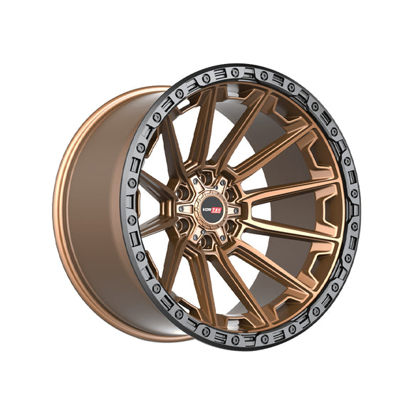 1 X Vortek VRT-601 Matte Bronze With Black Bead Ring 20X10 6x135/6x139.7 106.1 Hub -12 Offset Bronze, Black Wheel Rim
