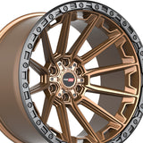 1 X Vortek VRT-601 Matte Bronze With Black Bead Ring 22X10 6x135/6x139.7 106.1 Hub -12 Offset Bronze, Black Wheel Rim