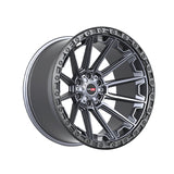 1 X Vortek VRT-601 Matte Titanium With Black Bead Ring 22X10 6x135/6x139.7 106.1 Hub -12 Offset Titanium, Black Wheel Rim