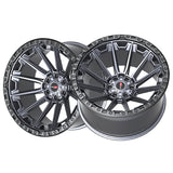 1 X Vortek VRT-601 Matte Titanium With Black Bead Ring 22X10 6x135/6x139.7 106.1 Hub -12 Offset Titanium, Black Wheel Rim