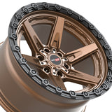 1 X Vortek VRT-602 Matte Bronze With Black Bead Ring 17X9 6x135/6x139.7 106.1 Hub -12 Offset Bronze, Black Wheel Rim