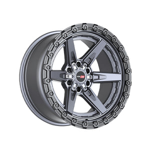 1 X Vortek VRT-602 Matte Titanium With Black Bead Ring 20X10 6x135/6x139.7 106.1 Hub -12 Offset Titanium, Black Wheel Rim