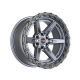 1 X Vortek VRT-602 Matte Titanium With Black Bead Ring 20X10 6x135/6x139.7 106.1 Hub -12 Offset Titanium, Black Wheel Rim