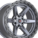 1 X Vortek VRT-602 Matte Titanium With Black Bead Ring 20X10 6x135/6x139.7 106.1 Hub -24 Offset Titanium, Black Wheel Rim
