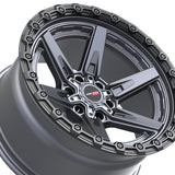 1 X Vortek VRT-602 Matte Titanium With Black Bead Ring 20X10 6x135/6x139.7 106.1 Hub -12 Offset Titanium, Black Wheel Rim
