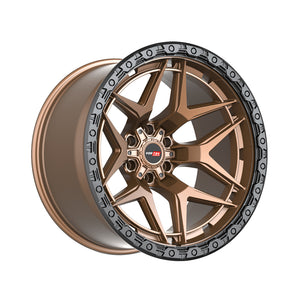 1 X Vortek VRT-603 Matte Bronze With Black Bead Ring 20X9.5 8x170 125.1 Hub 18 Offset Bronze, Black Wheel Rim
