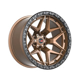 1 X Vortek VRT-603 Matte Bronze With Black Bead Ring 20X9.5 8x165.1 125.1 Hub 18 Offset Bronze, Black Wheel Rim