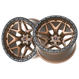 1 X Vortek VRT-603 Matte Bronze With Black Bead Ring 20X9.5 8x165.1 125.1 Hub 18 Offset Bronze, Black Wheel Rim