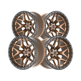 1 X Vortek VRT-603 Matte Bronze With Black Bead Ring 20X9.5 8x165.1 125.1 Hub 18 Offset Bronze, Black Wheel Rim