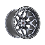 1 X Vortek VRT-603 Matte Titanium With Black Bead Ring 20X10 6x135/6x139.7 106.1 Hub -12 Offset Titanium, Black Wheel Rim
