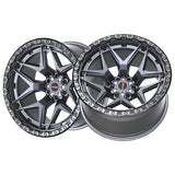 1 X Vortek VRT-603 Matte Titanium With Black Bead Ring 20X12 6x135/6x139.7 106.1 Hub -44 Offset Titanium, Black Wheel Rim