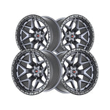 1 X Vortek VRT-603 Matte Titanium With Black Bead Ring 20X9.5 Blank-8x 125.1 Hub 18 Offset Titanium, Black Wheel Rim