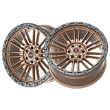 1 X Vortek VRT-604 Matte Bronze With Black Bead Ring 20X9.5 5x127/5x139.7 78.1 Hub 12 Offset Bronze, Black Wheel Rim