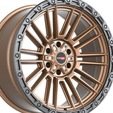 1 X Vortek VRT-604 Matte Bronze With Black Bead Ring 20X9.5 5x127/5x139.7 78.1 Hub -18 Offset Bronze, Black Wheel Rim