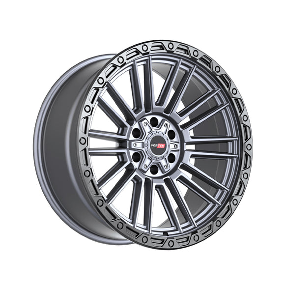 1 X Vortek VRT-604 Matte Titanium With Black Bead Ring 22X10 5x127/5x139.7 78.1 Hub -18 Offset Titanium, Black Wheel Rim