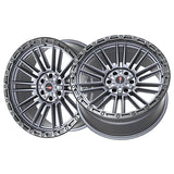 1 X Vortek VRT-604 Matte Titanium With Black Bead Ring 20X9.5 BLANK 125.1 Hub -18 Offset Titanium, Black Wheel Rim