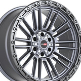 1 X Vortek VRT-604 Matte Titanium With Black Bead Ring 20X9.5 BLANK 125.1 Hub -18 Offset Titanium, Black Wheel Rim