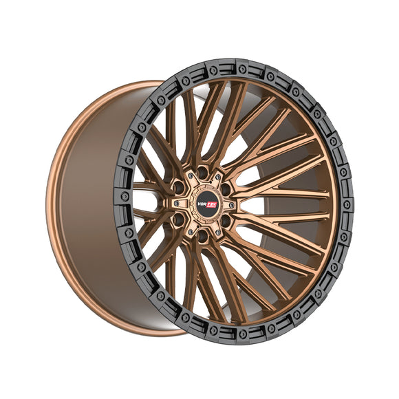 1 X Vortek VRT-608 Matte Bronze With Black Bead Ring 20X10 6x135/6x139.7 106.1 Hub -24 Offset Bronze, Black Wheel Rim