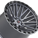1 X Vortek VRT-608 Matte Titanium With Black Bead Ring 20X10 5x127/5x139.7 78.1 Hub -24 Offset Titanium, Black Wheel Rim