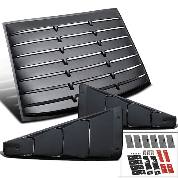 Coolstuffguru Compatible with Ford Mustang GT/ Base Side 1/4 Vent+Rear Window Louver Cover Black