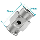 Coolstuffguru Silver Aluminum Water Temp Gauge Radiator Sensor 30Mm Adaptor+2 Hose Clamps