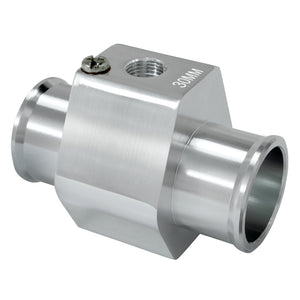 Coolstuffguru Silver Aluminum Water Temp Gauge Radiator Sensor 30Mm Adaptor+2 Hose Clamps
