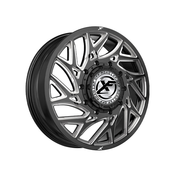 1 X XF Dually XF-229 Dually Gloss Black & Milled 24X8.25 8x165.1 121.3 Hub -215 Offset Black Wheel Rim
