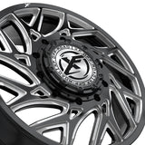 1 X XF Dually XF-229 Dually Gloss Black & Milled 22X8.25 8x165.1 121.3 Hub -215 Offset Black Wheel Rim