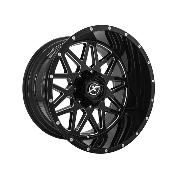 1 X XF Off-Road XF-211 Gloss Black & Milled 20X12 8x165.1/8x170 125.2 Hub -44 Offset Black Wheel Rim