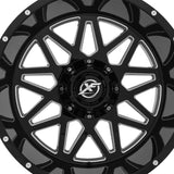 1 X XF Off-Road XF-211 Gloss Black & Milled 20X10 6x135/6x139.7 106.4 Hub -12 Offset Black Wheel Rim