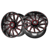 1 X XF Off-Road XF-216 Gloss Black & Red Milled 20X9 5x127/5x139.7 78.1 Hub 12 Offset Black, Red Wheel Rim