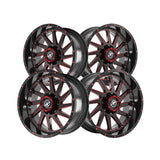 1 X XF Off-Road XF-216 Gloss Black & Red Milled 20X9 5x127/5x139.7 78.1 Hub 12 Offset Black, Red Wheel Rim